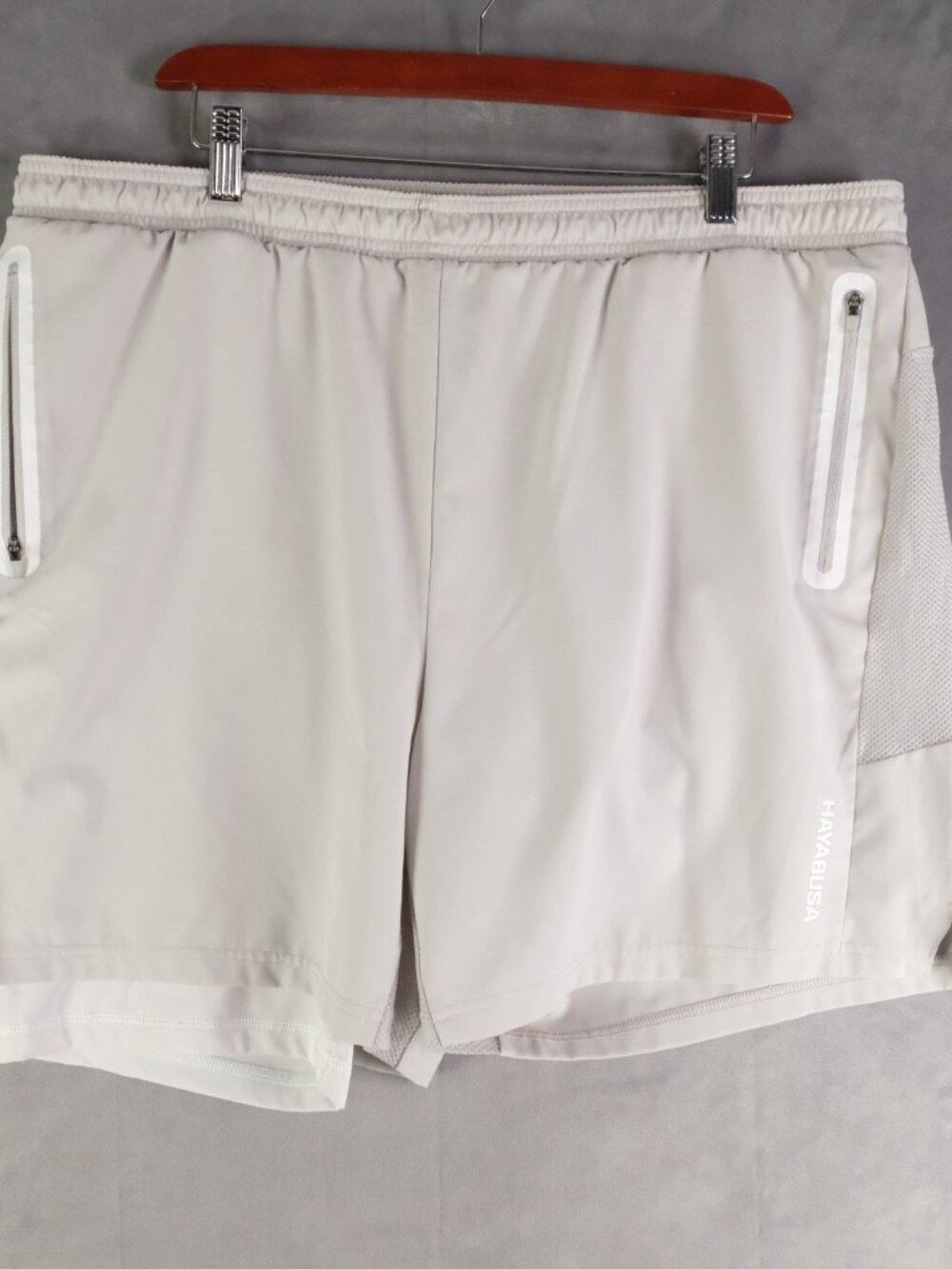Hayabusa Shorts Mens Extra Large Gray Athletic Draw String Zip Pockets Stretch